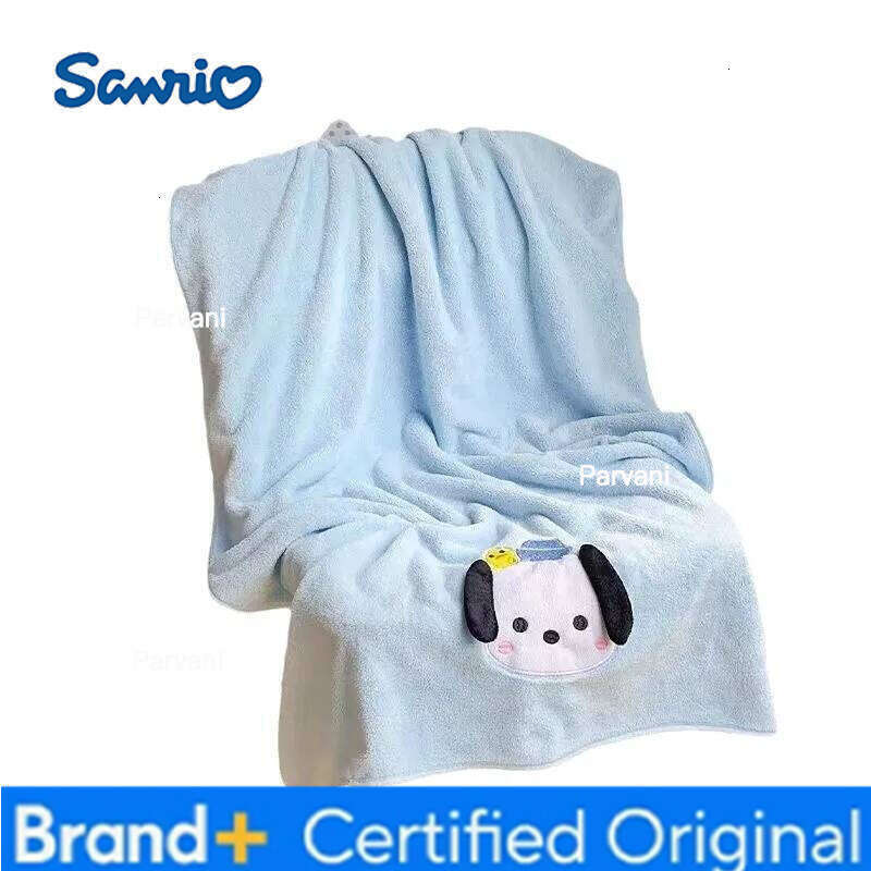 Sanrio Cartoon Pochacco Coral Simulation Fleece Set Women Wearable Absorbent Large Bath Skirt Dry Hair Cap And Towel H260130