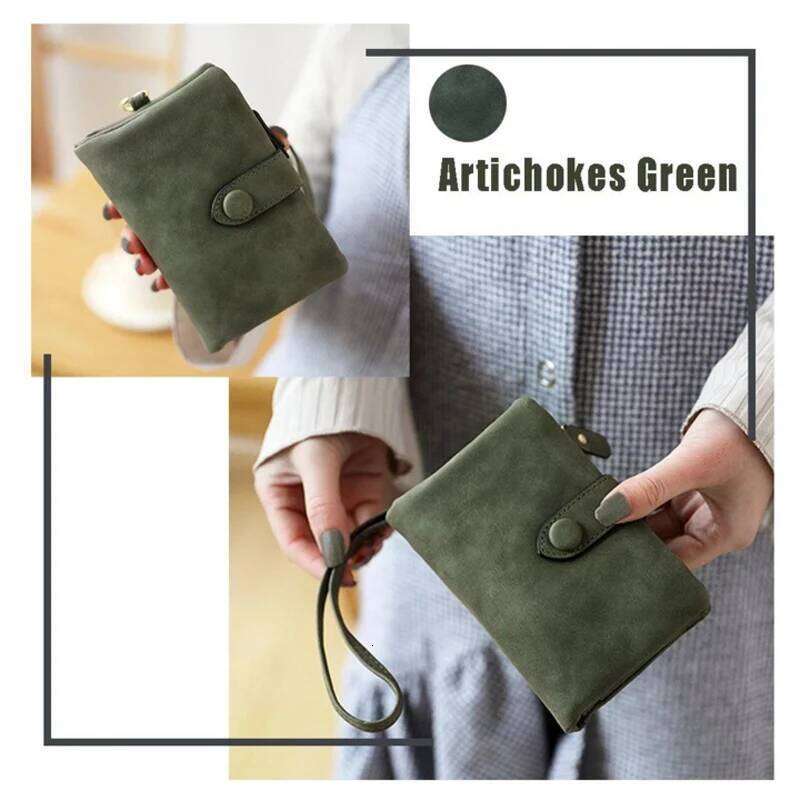 Chic Tri-fold Women Short Wallet Korean Style Buckle Multi-slot Purse Carteras Para Mujer Z260130