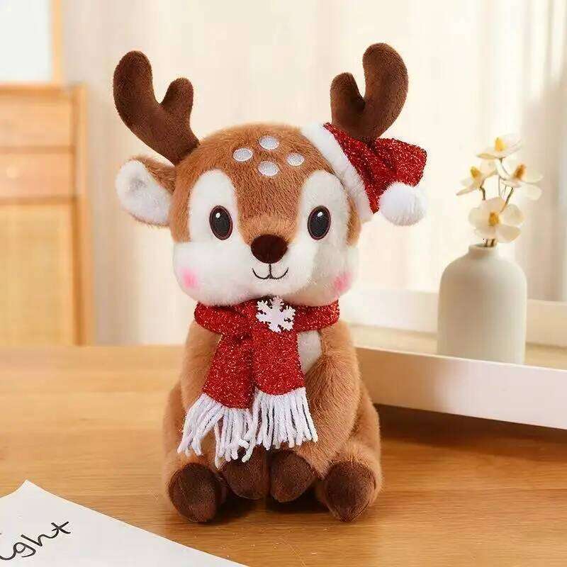 Latest Christmas Scarf, Deer Pillow, Kawaii Stuffed Plush Toy Doll, Cartoon Anime, Cute Children's Birthday Gift, Fun Doll Y260128