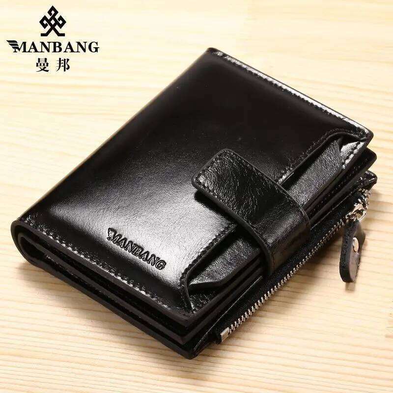 ManBang Brand Luxury Men's Wallet Genuine Leather Purse Vertical Driver's License First Layer Cowhide Multi-Function Card Bag Z260130