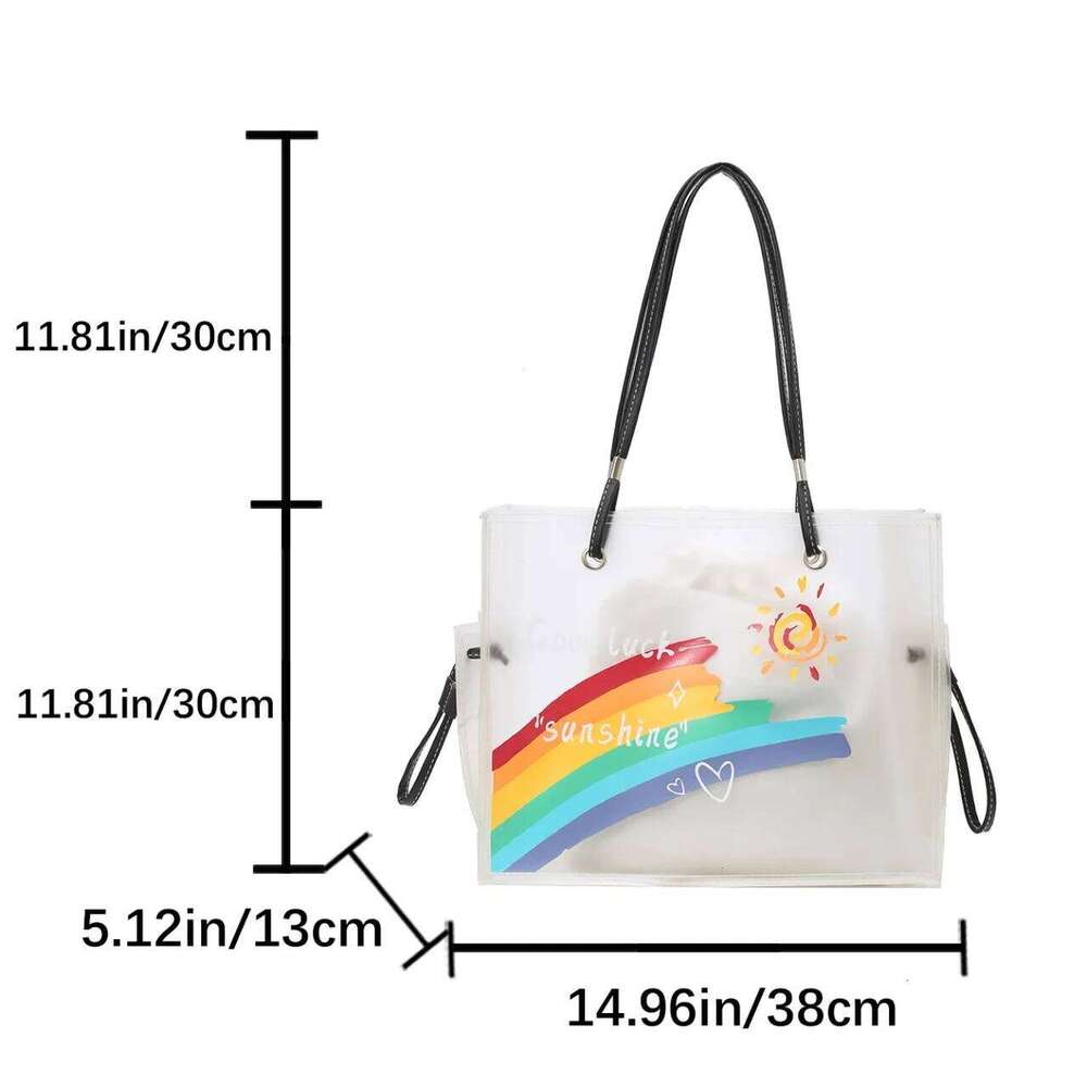 2025 Summer Travel For Women Printing PVC Handbag Warterproof Transparent Shoulder Fashion Vacation Beach Tote Bag Z260130