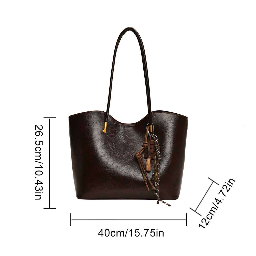 Women PU Leather Solid Color with Zipper Single Shoulder Tote Bag Large Capacity Handbag for Dating School Shopping Z260130