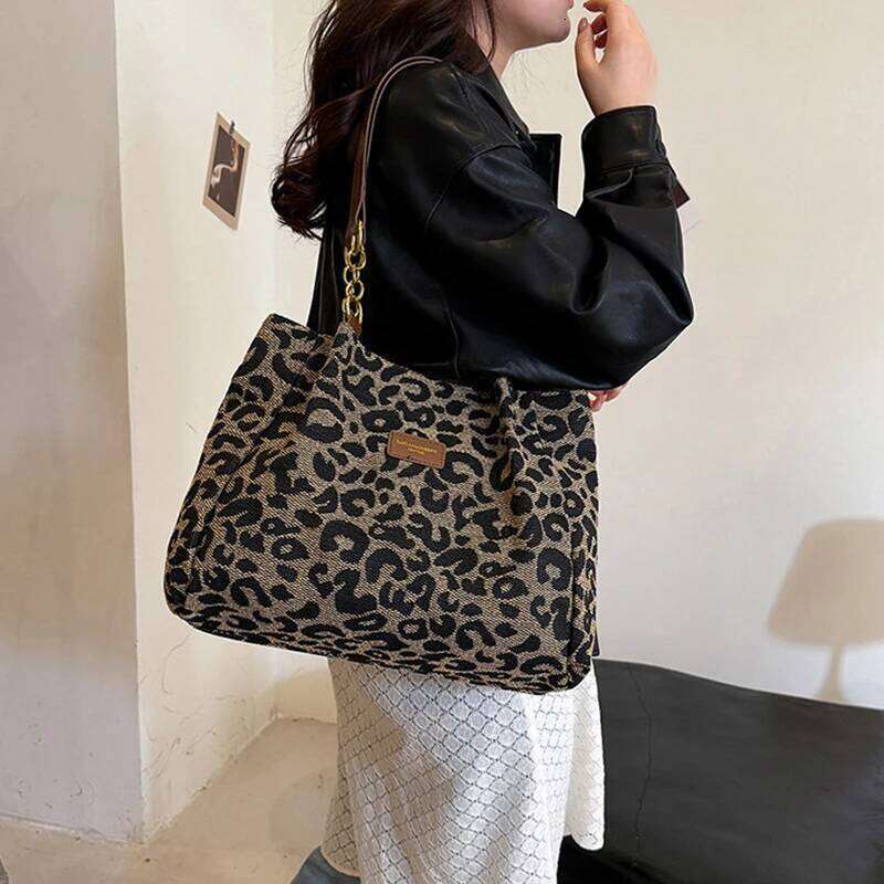 Women's Large Capacity Fashion Handbags Leopard Design Versatile Underarm & Shoulder Tote Female Shopper Bags Z260130