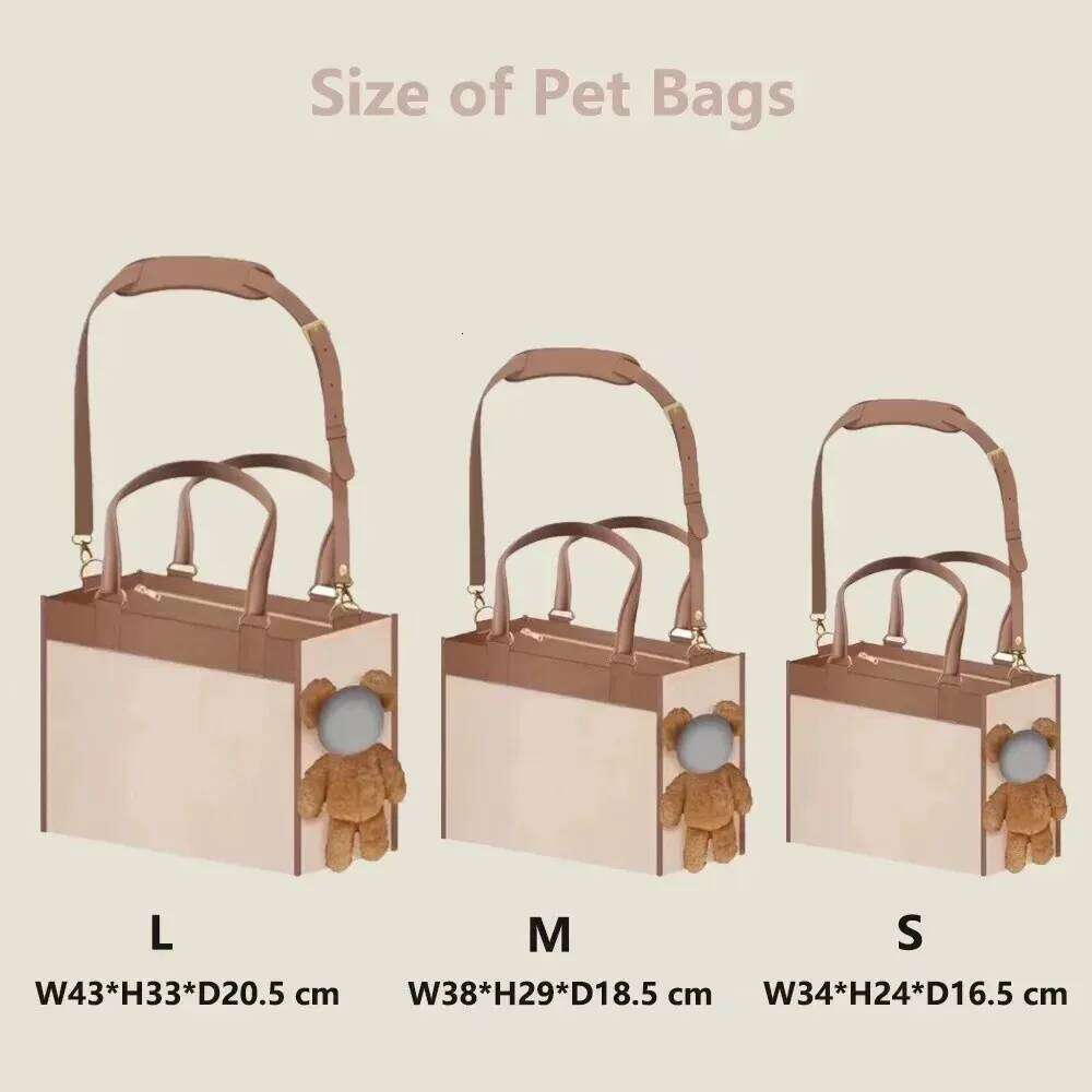 Creative Pet Carry Large Capacity Outdoor One-Shoulder Tilt Straddle Tote Cat Small Dog Brown Bear Bag 26H0130