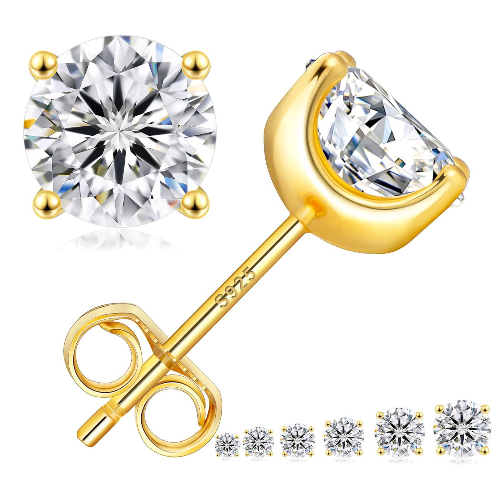 1ct-3ct Diamond Stud Earring Luxury Jewelry Women Men 14K White Gold Plated 925 Sterling Silver VVS Moissanite GRA Certificate