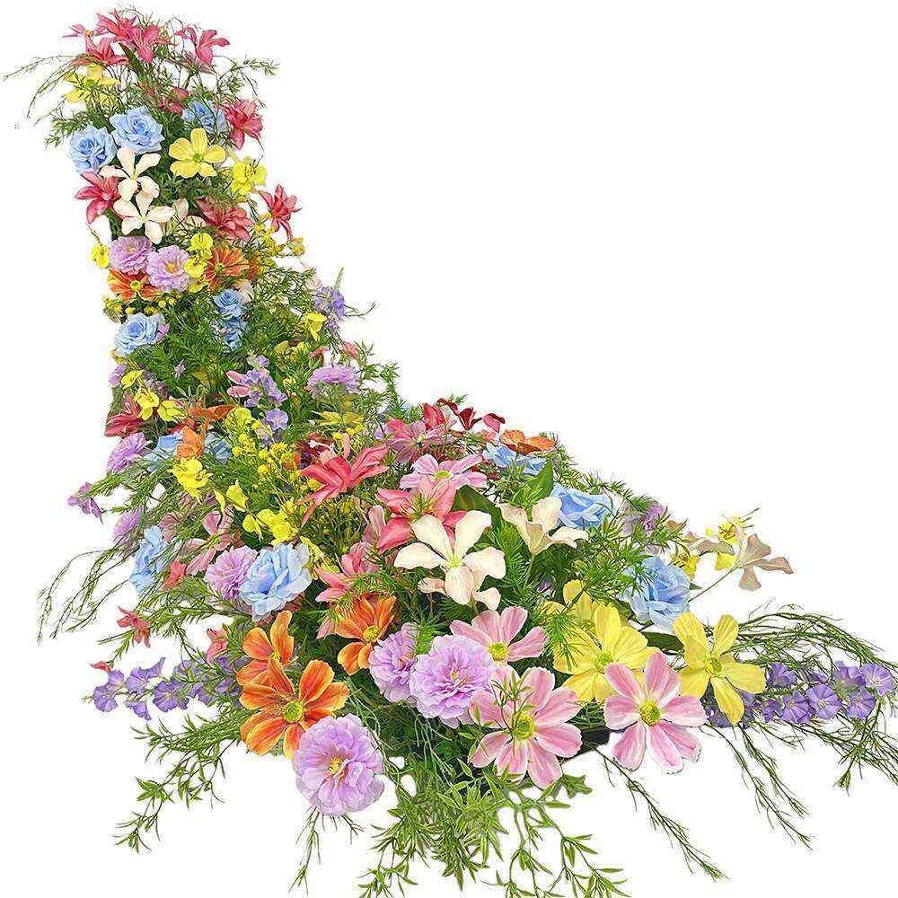 230cm Monet Garden Rose Flower Row Wedding Table Centerpiece Floor Runner Backdrop Decor Event Floral Strip Arrangement Props W260130