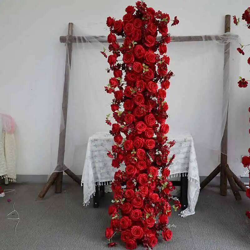 Red/White Rose peony Hyacinth Table Centerpiece Flower Ball Wedding Backdrop Decor Floral Arrangement Runner Event Party Props Y260130