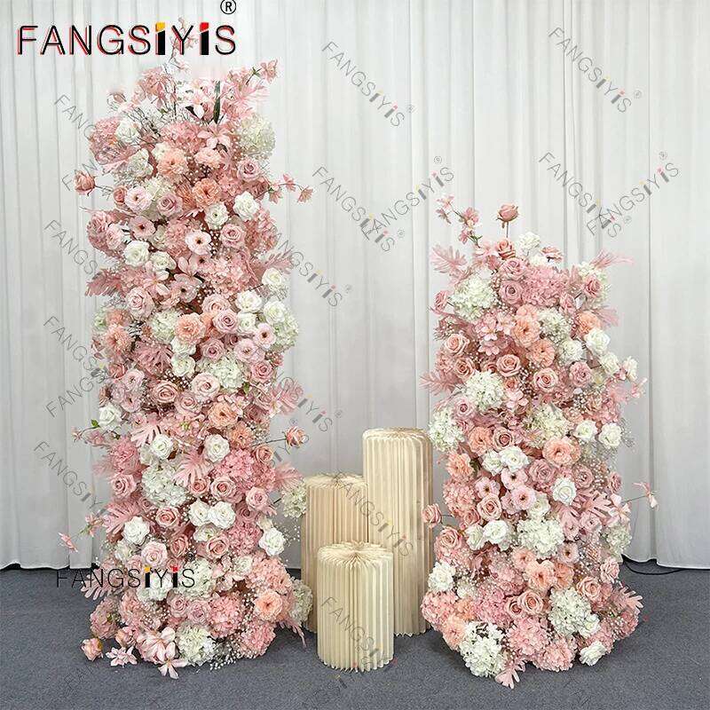 5D light pink Rose Babys breath Hydrangea Wedding Backdrop Arch KT Board Decor Floral Arrangement Sofa Table Runner Event Props W260130