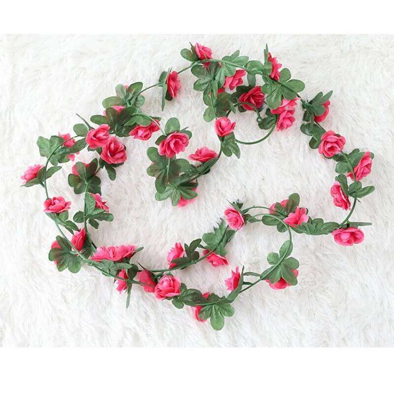 45 Head Artificial Rose Plastic Fake Green Leafy Plant Vines Wedding Home Decoration Flower W260130