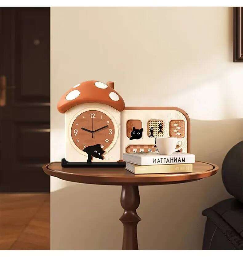 Cute Cartoon Desktop Pendulum Table, Living Room Entrance Decorative Item, Silent Clock W260130