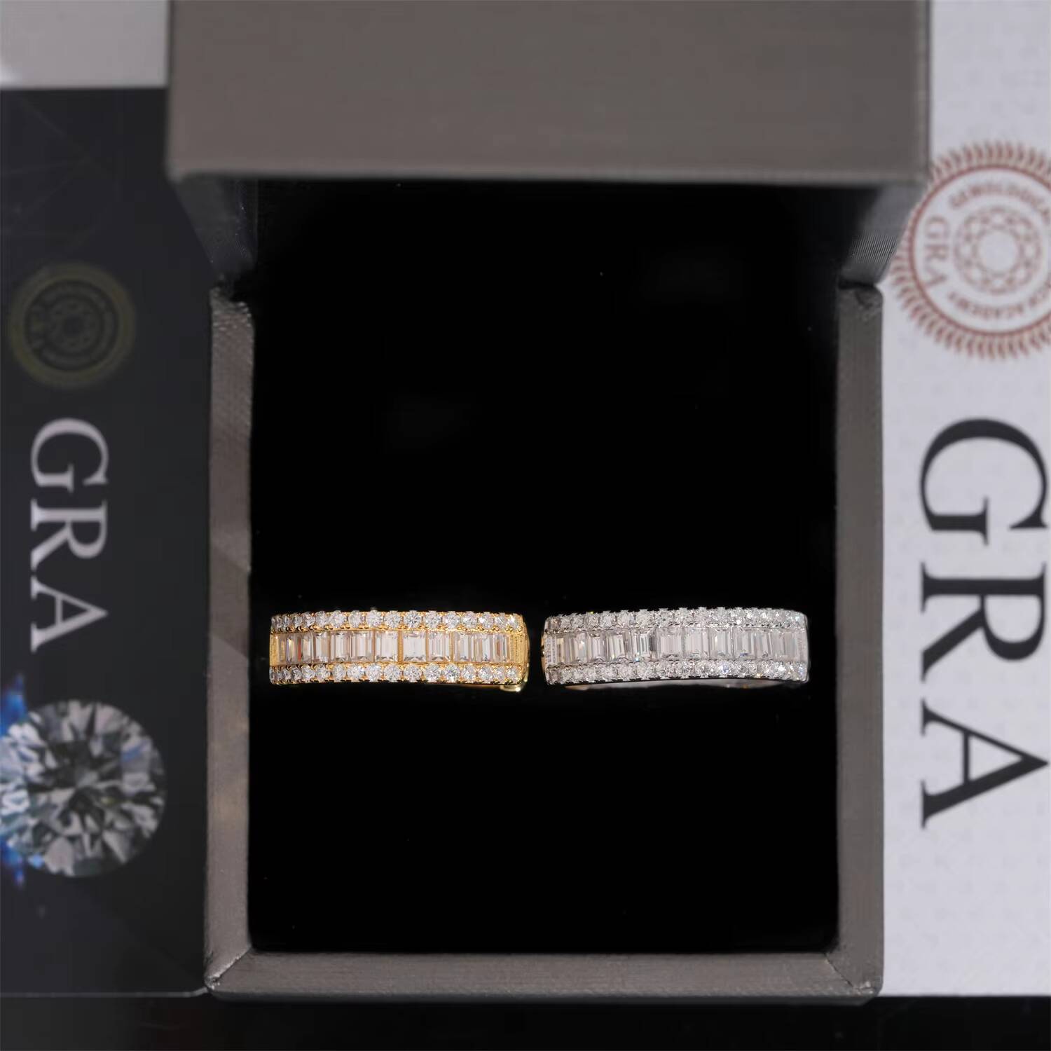 Fine Jewelry Hoop Earrings Silver 925 Moissanite Iced Out Fashion Baguette Diamond Gold Plated Earring