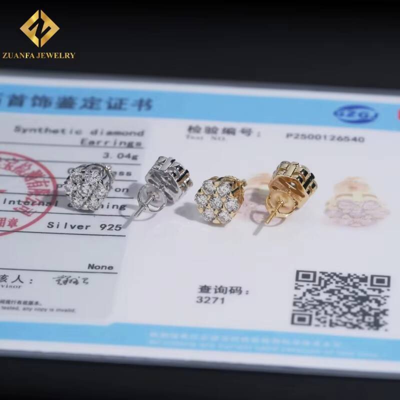 Hot Sale Classic Diamond Earrings for Women Solid Gold Hip Hop Style VVS 6mm 65mm 95mm 10mm 105mm Men Past Diamond Test GRA