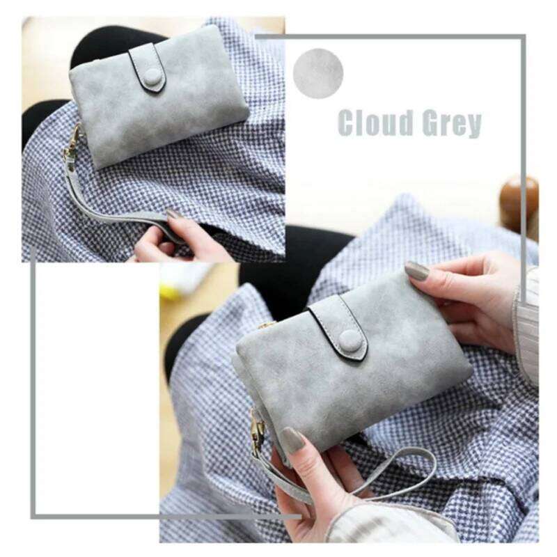 Chic Tri-fold Women Short Wallet Korean Style Buckle Multi-slot Purse Carteras Para Mujer Z260130