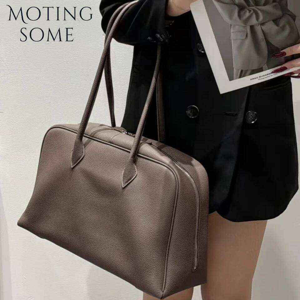 Motingsome First Layer Handbag for Women Togo Cowhide Niche Design Pillow Shoulder Bowling Bag Gunderarm Armpit Bags Boston