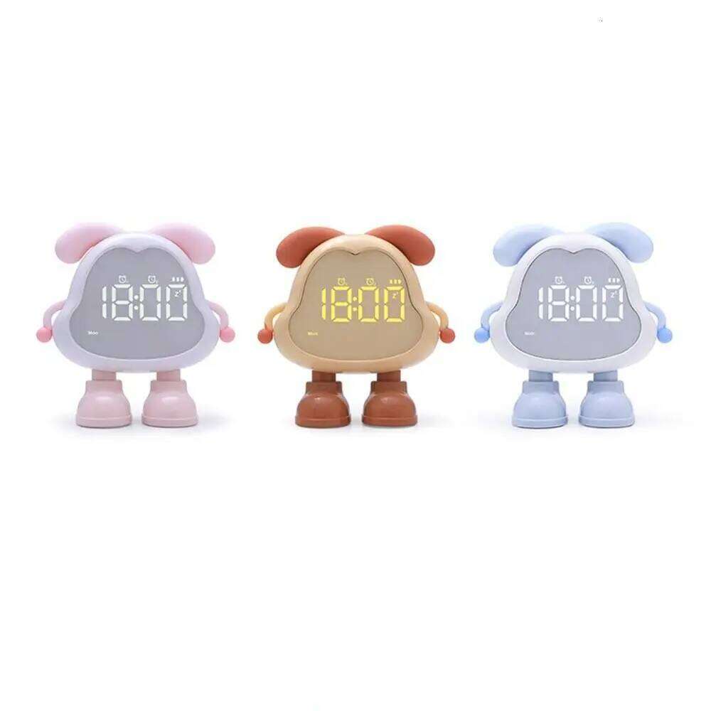 With Puppy Alarm LED Display Large Volume Children's Night Light Timer USB Rechargeable Cute Bedside Clock W260130