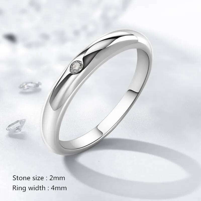 Buyee 925 Sterling Silver Thin Finger Light White Zircon Ring For Woman Man Fashion Wedding Fine Jewelry Circle with Box XJ260130
