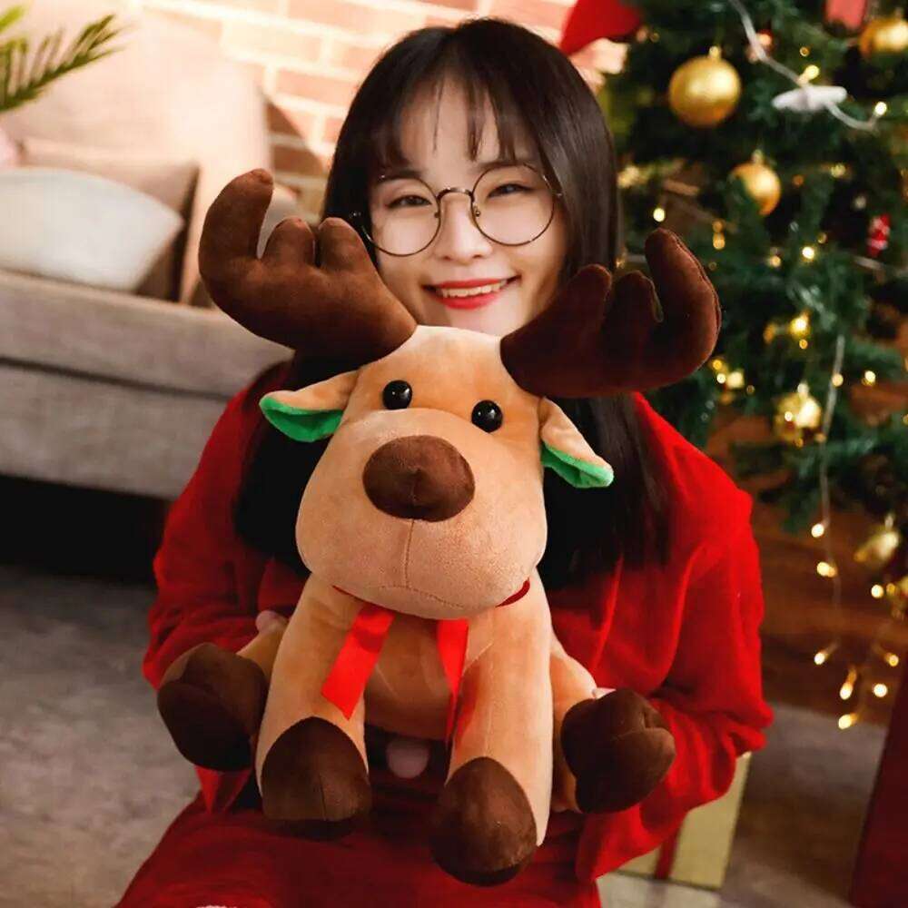 Soft Christmas Reindeer Plush Toy 25cm Cute Cartoon Elk Doll Stuffed Animal Holiday Decoration Gift for Children Y260128