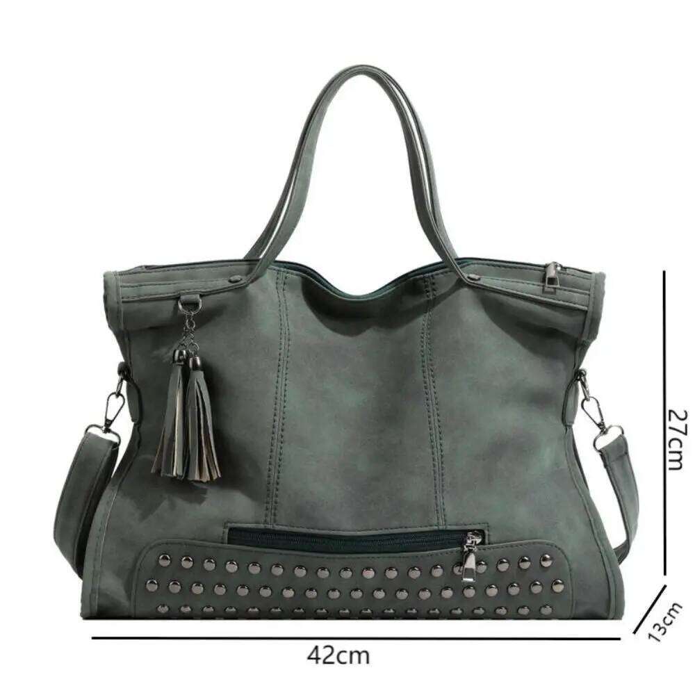 Luxury Large Capacity Shoulder Tassel Rivet Crossbody Bag PU Women's Handbag Women Z260130