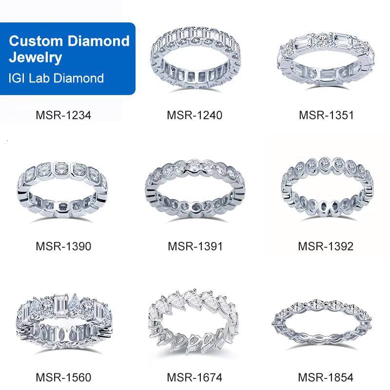 Ready to Ship MSR-1240 Trendy Design PT950 Eternity Ring Baguette Cut Lab Grown Diamond Ring