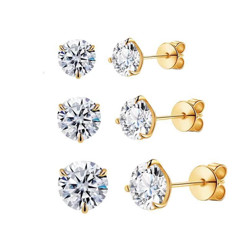 Custom 14k 18k Solid Gold Earrings Stud 01CT 05CT 1CT Round Brilliant Cut Lab Grown Diamond Earring with Lab CVD Diamond