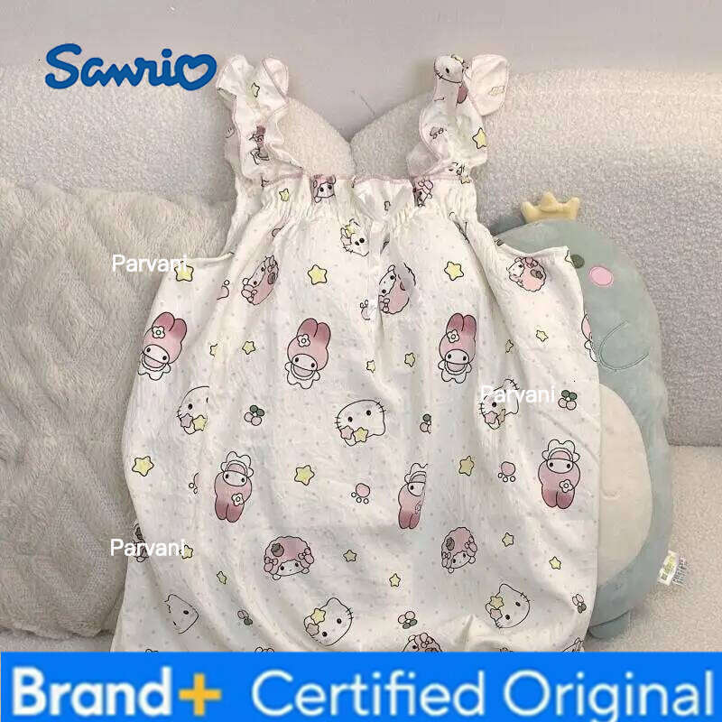 Sanrio s Cartoon Nightgown My Melody with Chest Pad Loose New Style Home Wear Simple Trendy Thin Print Hot Sale High End Gifts H260130