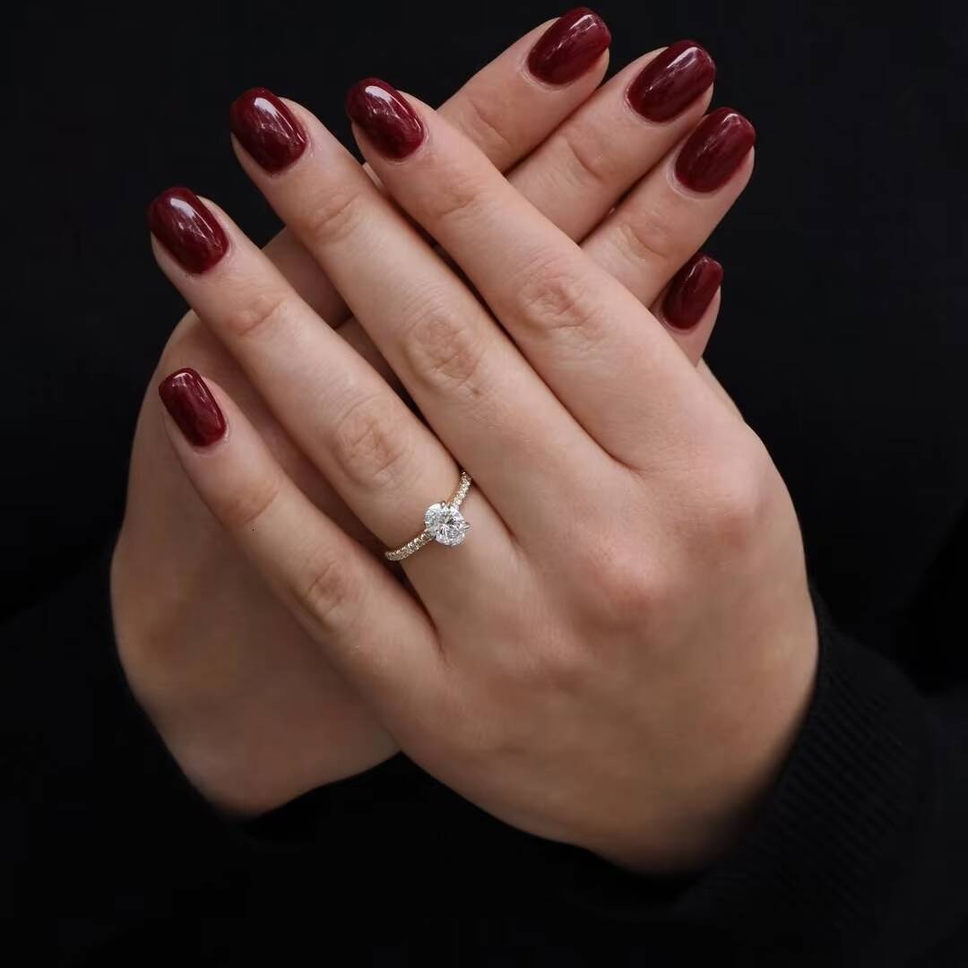 IGI GIA Certified CVD Lab Grown Created Diamond 18K White Solid Gold Rings 1ct 15ct Oval Engagement Ring Jewelry