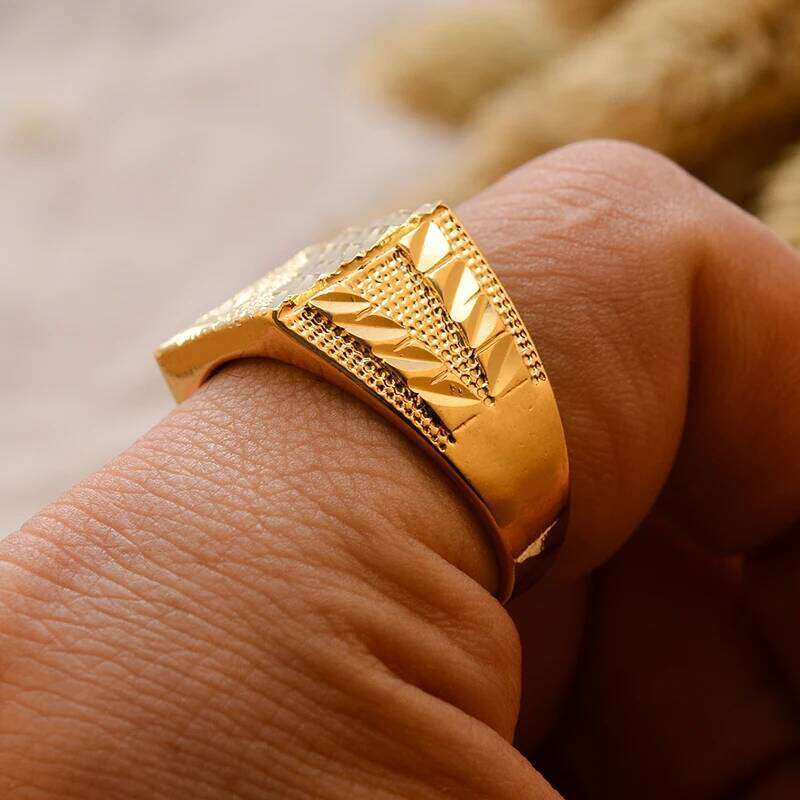 Dubai Middle Eastern Gold Color Rings For Men Weddings Ring Engagements Flower and Gifts XJ260130