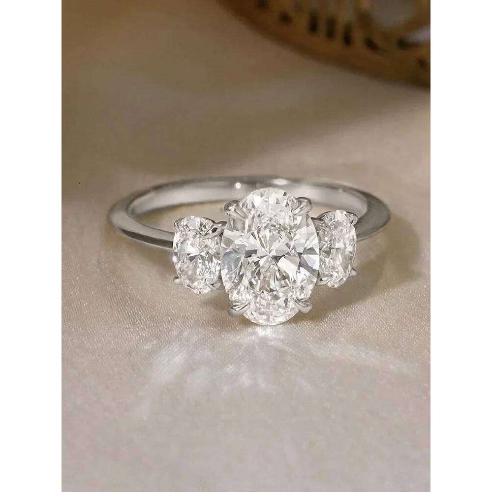925 Sterling Silver Classic Sparkling Triple Oval Zircon Ring For Women Daily Outfits Luxury High Quality Fine Jewelry XJ260130