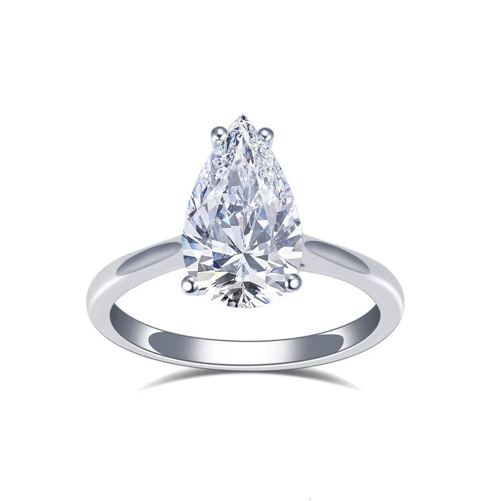 Messi Gems MSR-1655 14K White Gold IGI 3CT D VVS1 Pear Cut Jewelry Lab Grown Diamond Ring