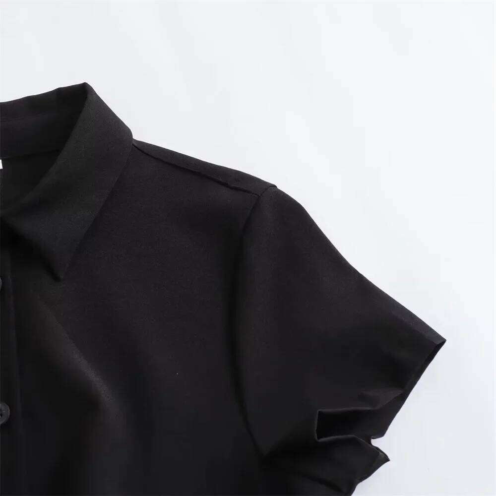 MSNOLOA 2024 sunmer New Product Women's Fashion Casual Polo Collar Short sleeved Shirt Style Mini Dress XJ260130