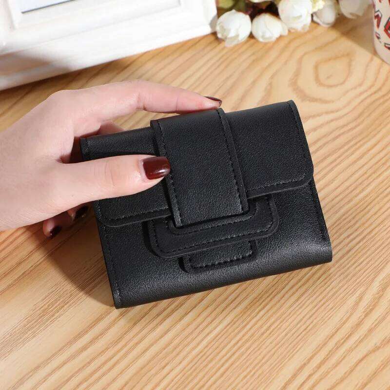 New Korean version of solid color belt ladies female coin purse clutch bag student short wallet Z260130