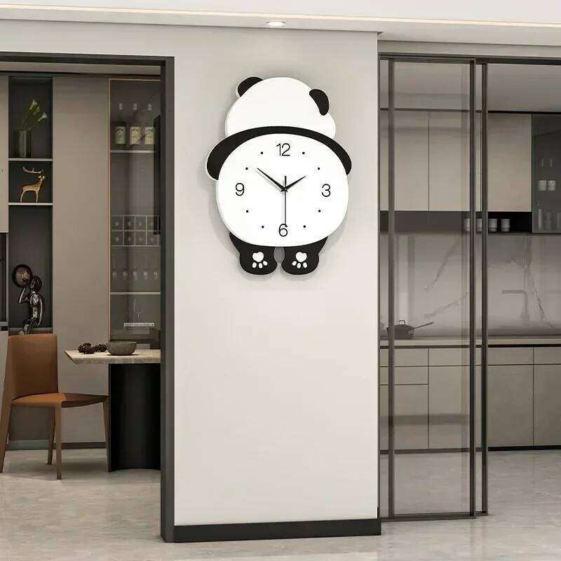 Panda Cartoon Acrylic Swing Mounted Clocks Restaurant Living Room Bedroom Wall Decoration Simplicity Originality Home Decor W260130