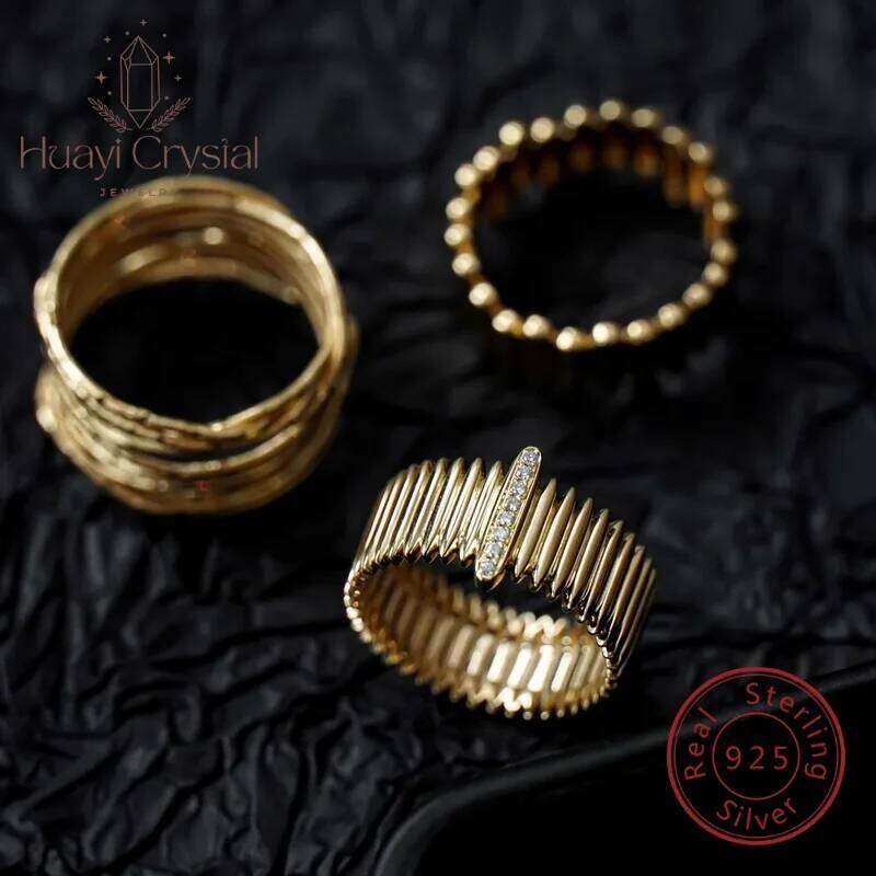 Fashionable S925 Sterling Silver Gold Plated Cool Ring For Women Organ All-match Earrings XJ260130