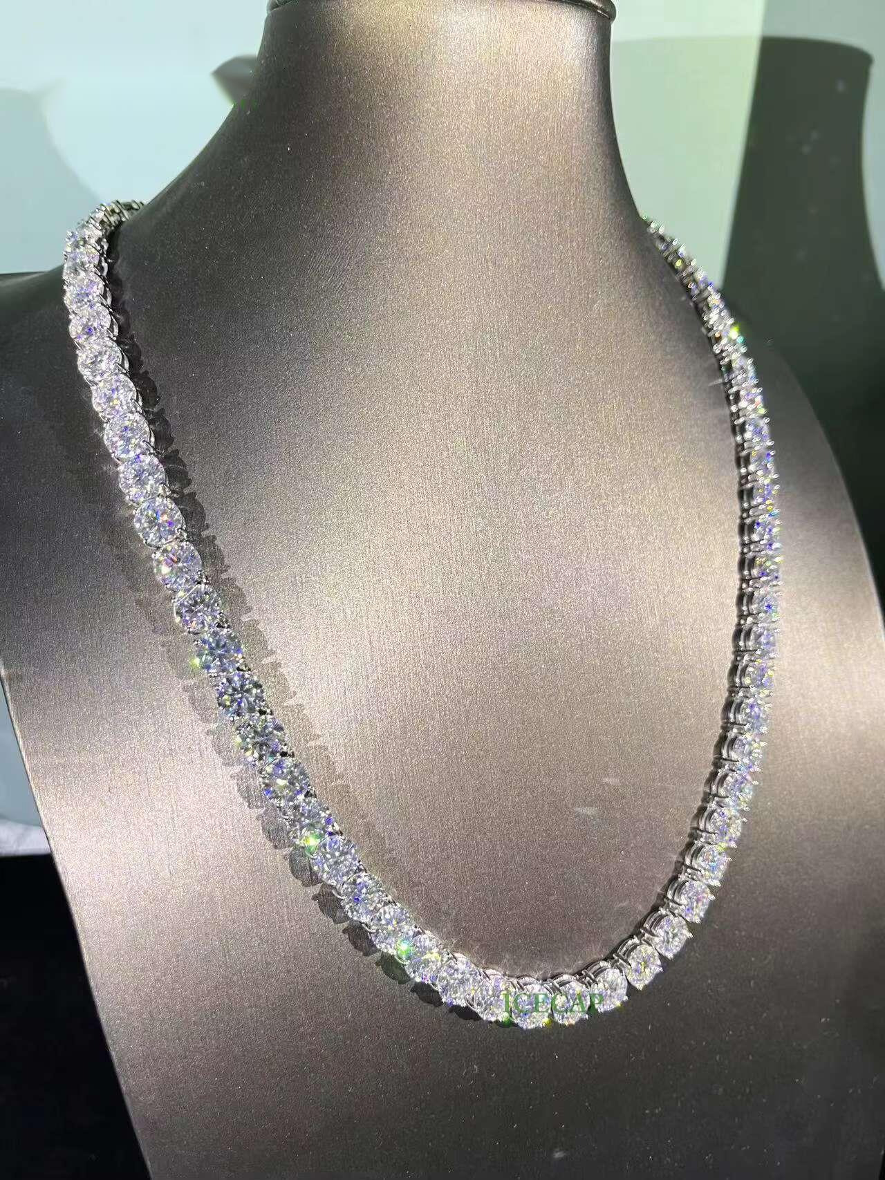 Custom 6mm Hip Hop VVS Moissanite Diamond Tennis Chain Lab Diamond Tennis Necklace for Men 925 Sterling Silver Tennis Chain