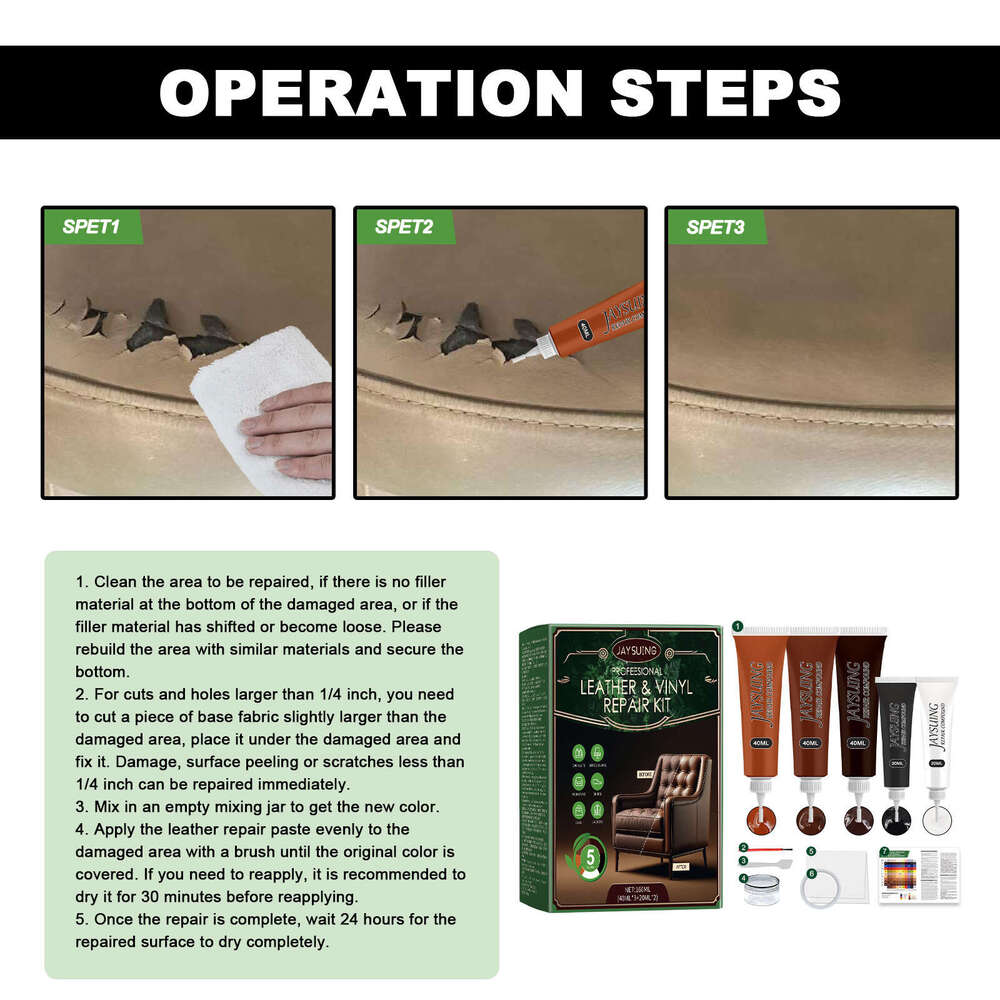 Jaysuing Repair Kit Furniture Sofa Leather Bag Renovation Anti-Crack Maintenance Care S260130