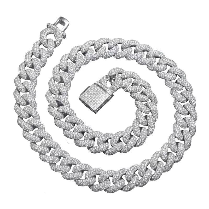 2026 new style Moissanite Chain 15mm D VVS Moissanite 925 Silver Cuban Chain Hiphop Iced Out Moissanite Cuban Link Chain