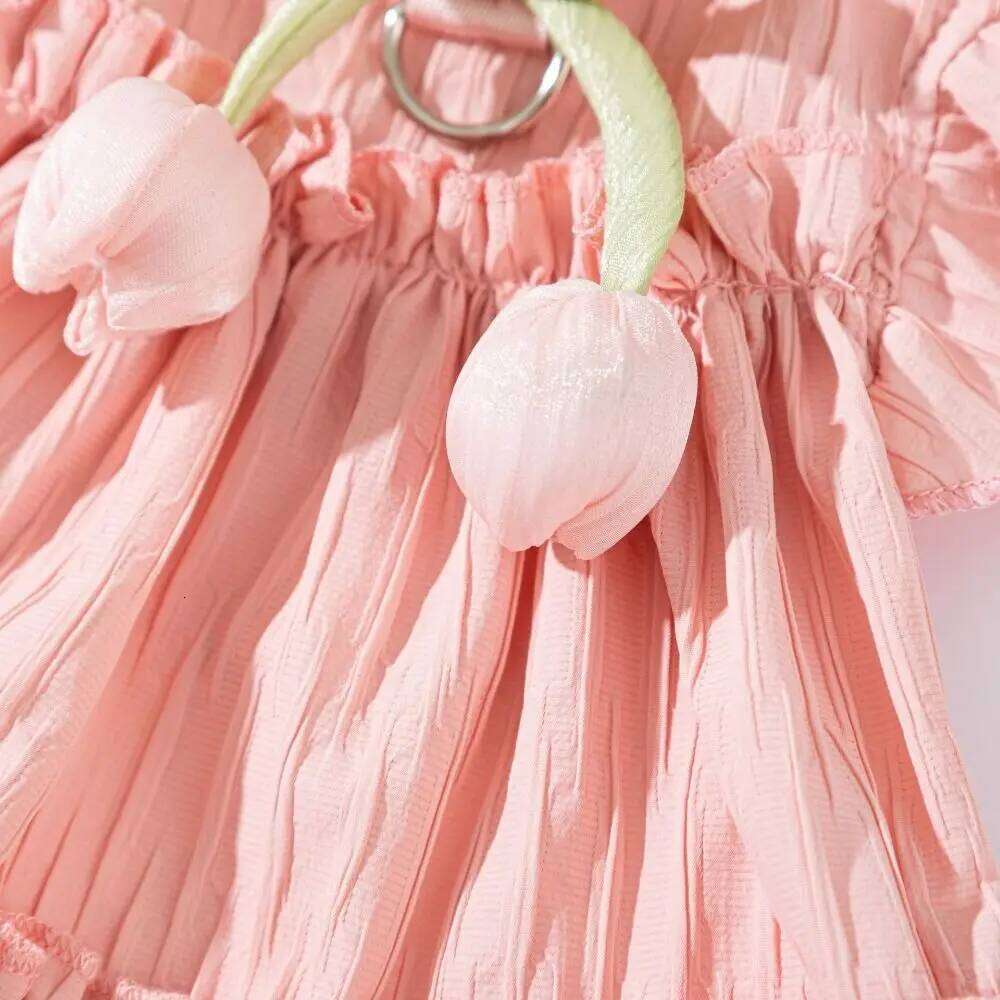 Sweet Skirts Soft Princess Breathable Reusable Dog Tulip Pleated Dress Washable Bowknot Lace Puppy Clothes Summer H260129