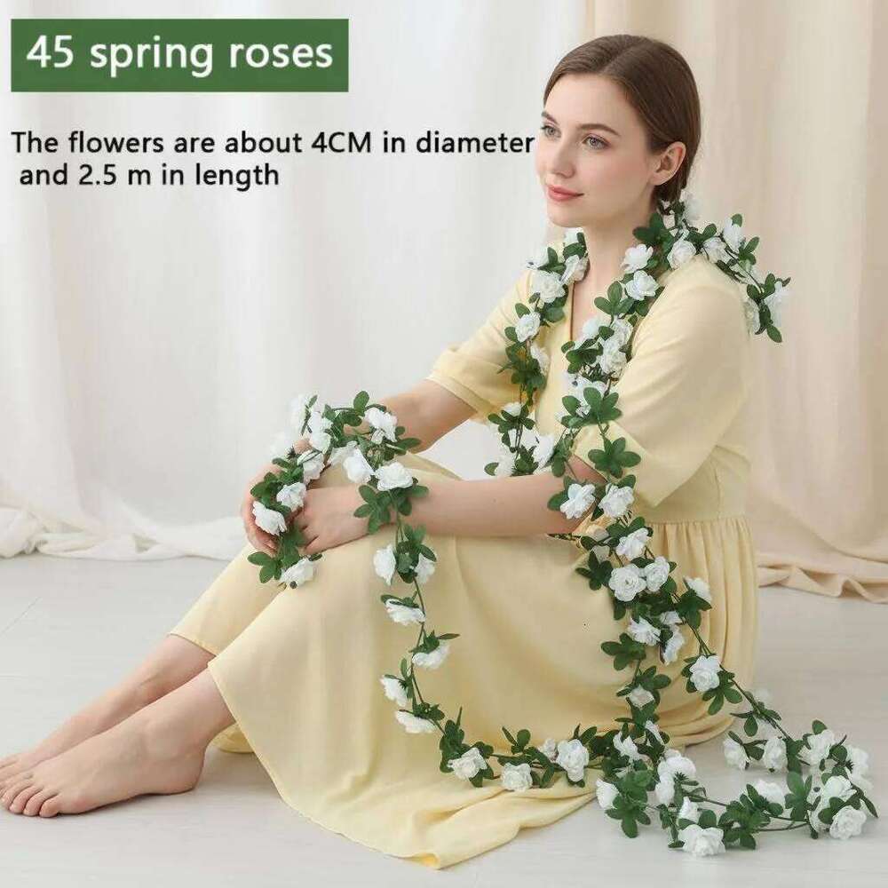 98.4in Artificial Flowers Vine DIY Wedding Decoration 45 Head Fake Silky Rose Flower Home Decor Wall Hanging Garland Plants W260130