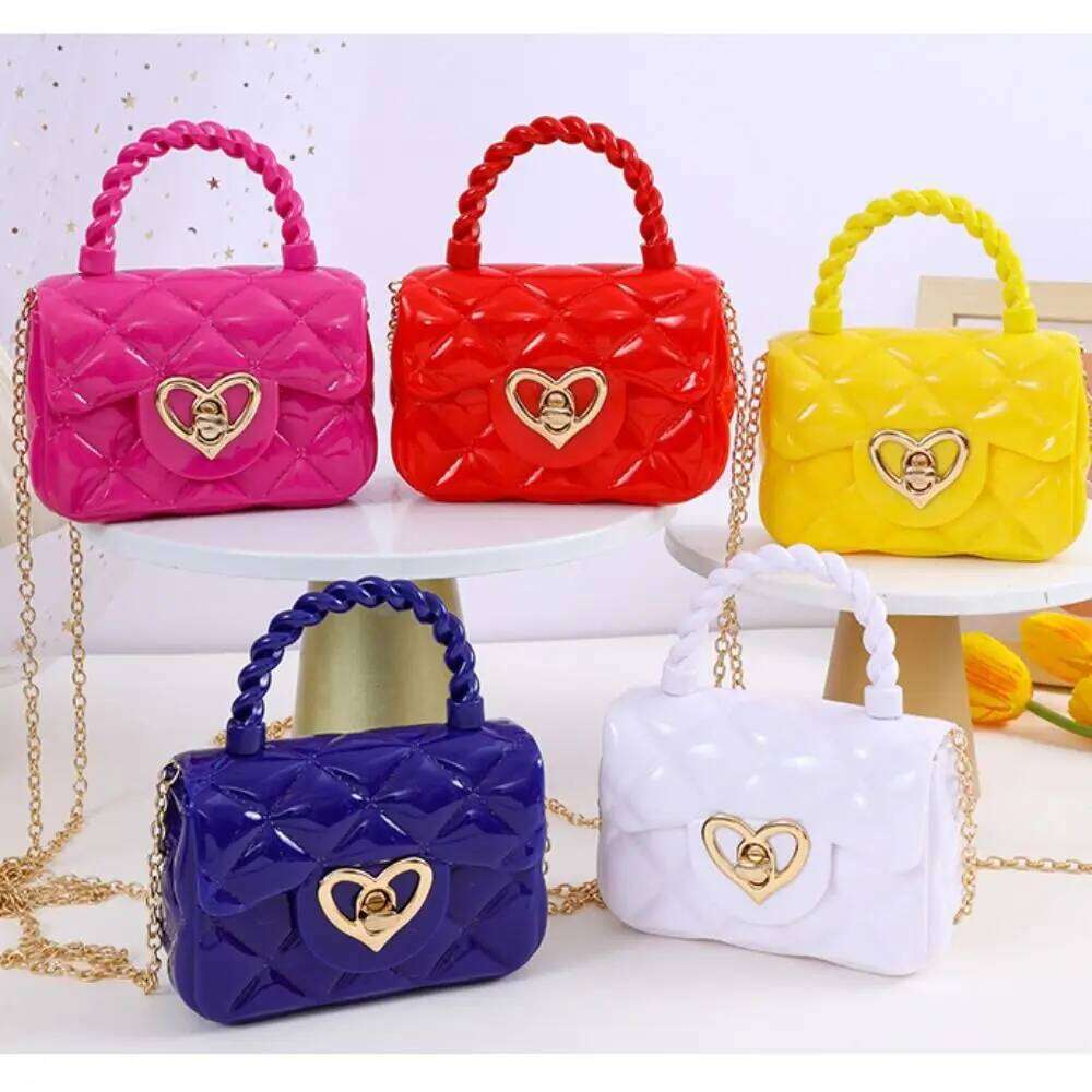 Fashion PU Leather Crossbody Girls Heart Shoulder Bags Children Mini Coin Purses Jelly Bag Kids Handbag Gifts