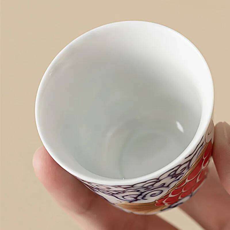 1 Pc Chinese Vintage Porcelain Handmade Dragon Fish Ceramic Teacup Household Tea Bowl Teaware Personal Meditation Cup