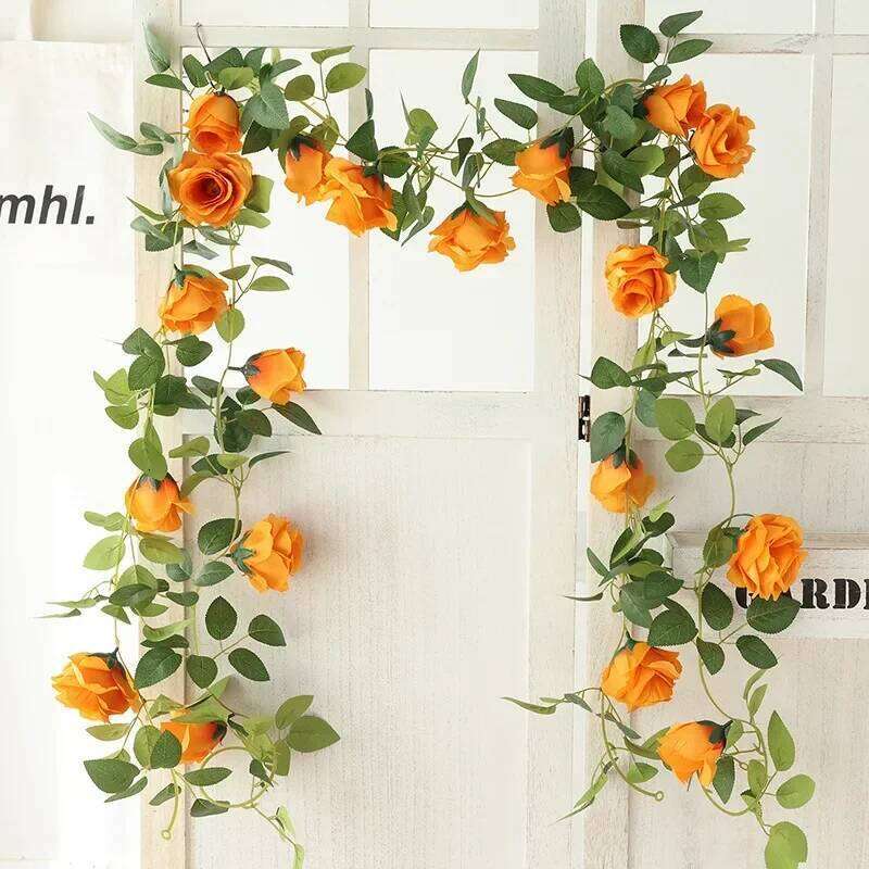 225cm Artificial 10-head Wall Hanging Simulating Evergreen Green Plants Garden Wedding Rose Flowers Vine Decor Y260130
