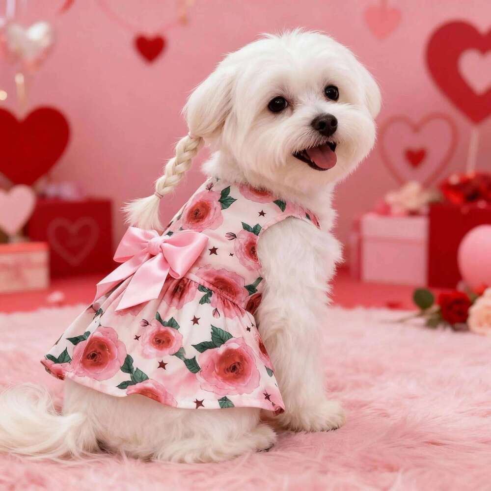 Print Clothing Rose Bow Dog Cat Love Balloon Thin Holiday Party Valentine's Day Festival Dress Up Supplies H260130