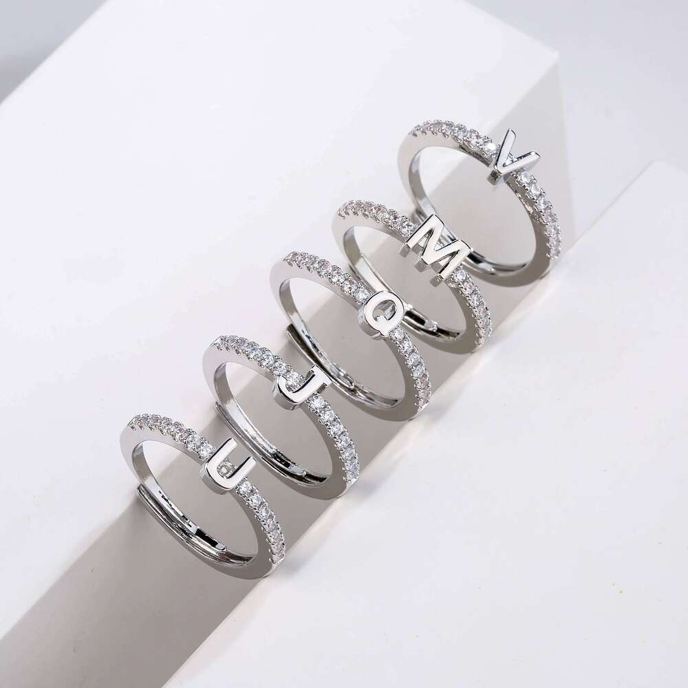 HECHENG,Fashion Initials Letter Classic Simple Opening Finger Ring For Women Party Jewelry Gift Wholesale XJ260130