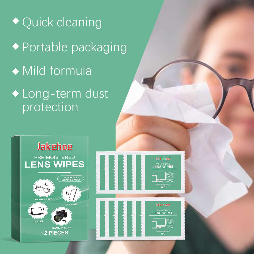 Jakehoe Lens Glasses Screen Individually Packaged Portable Cleaning Wipes S260130