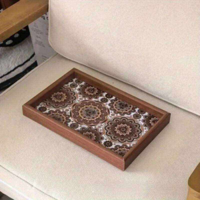 Bohemian Style Handmade Wooden Jewelry Tray Desktop Foyer Storage Home Decoration