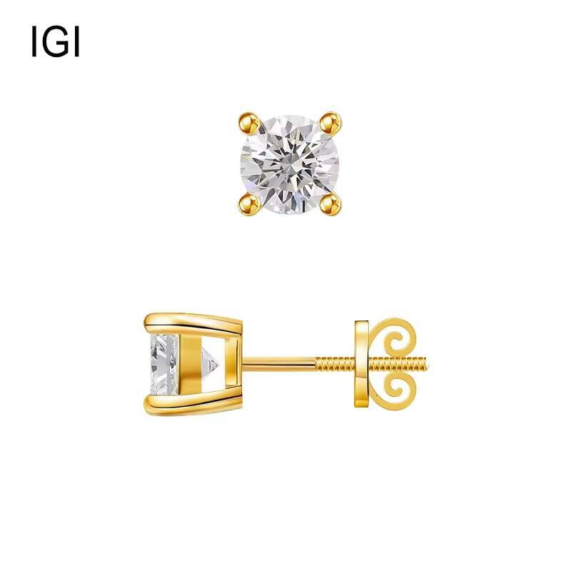Classic Lab Diamond Stud Earrings 3-8mm 1ct 2ct 14K Gold Plated for Women Men Hot Sale Style Fine Jewelry Earrings