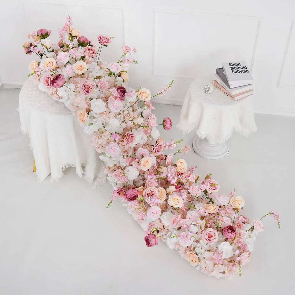 Uflower Luxury Rose Artificial Flower Row Table Centerpiece Wedding Flowers Backdrop Wall Arches Decor Party Stage Floor Floral W260130