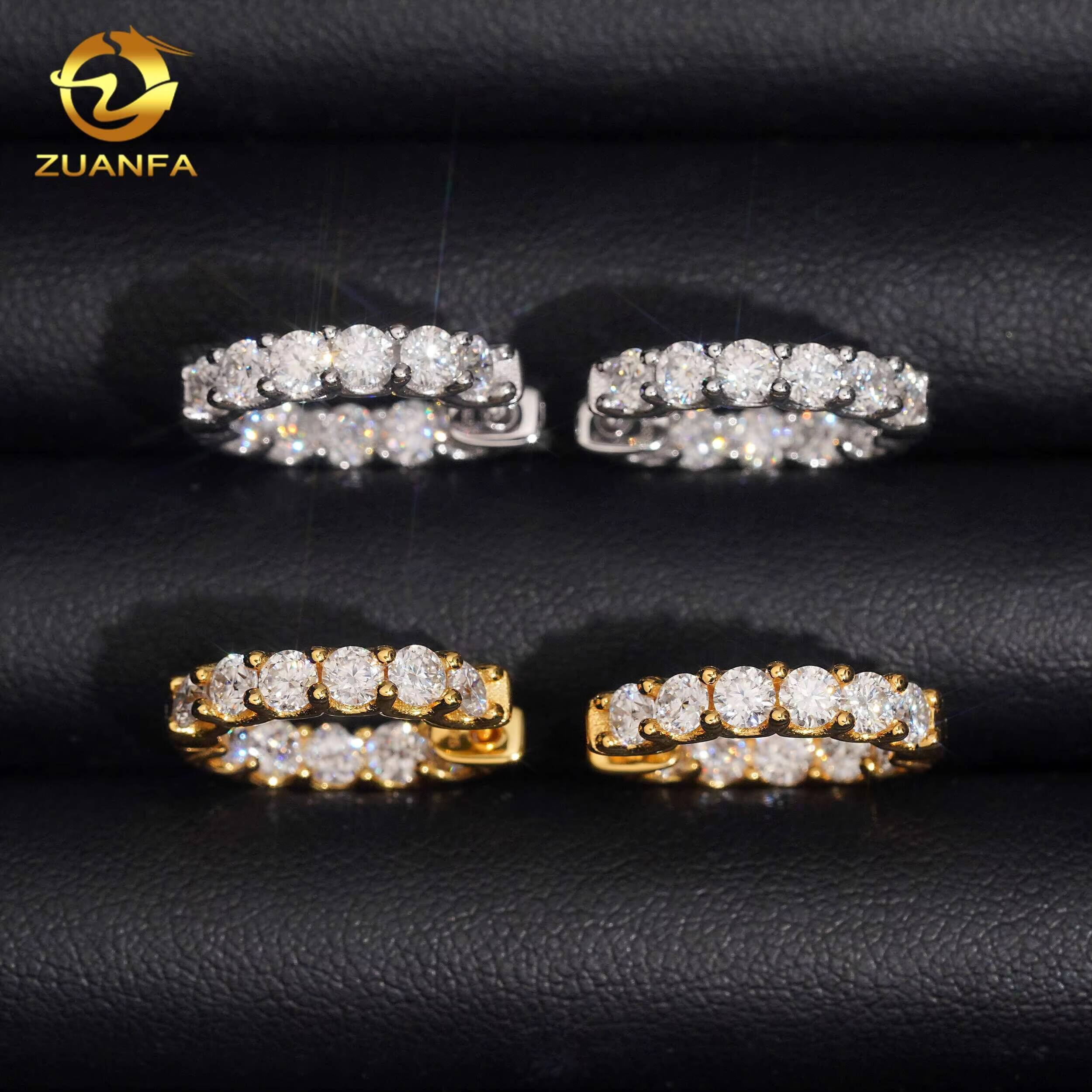 Hoop Earrings Women VVS Moissanite Jewelry Iced Out 18K White Gold Silver Rose Gold Plated Huggies Hip Hop Earrings