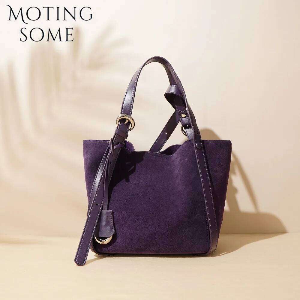 Motingsome Suede Bags Women Shoulder Handbag and Purses Luxury Matte Leather Basket Bag Crossbody Mini Tote 2024 New