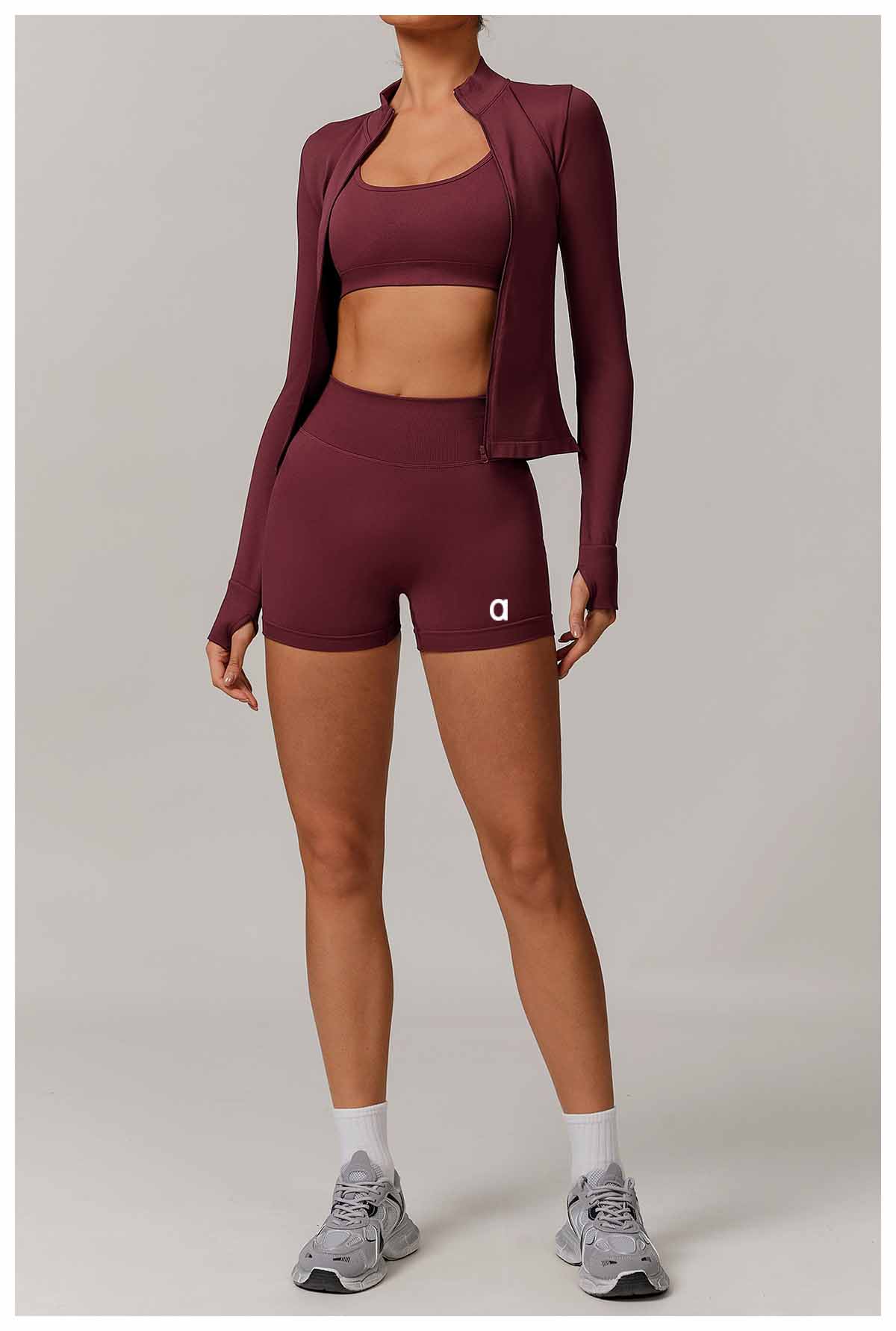Seamless High-Waist Yoga Shorts Tummy Control and Butt-Lifting Fitness Pants for Running and Outdoor Workouts A-3763 women set